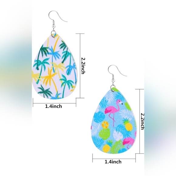 Floral Faux Leather Drop Earrings! - Picture 3 of 3